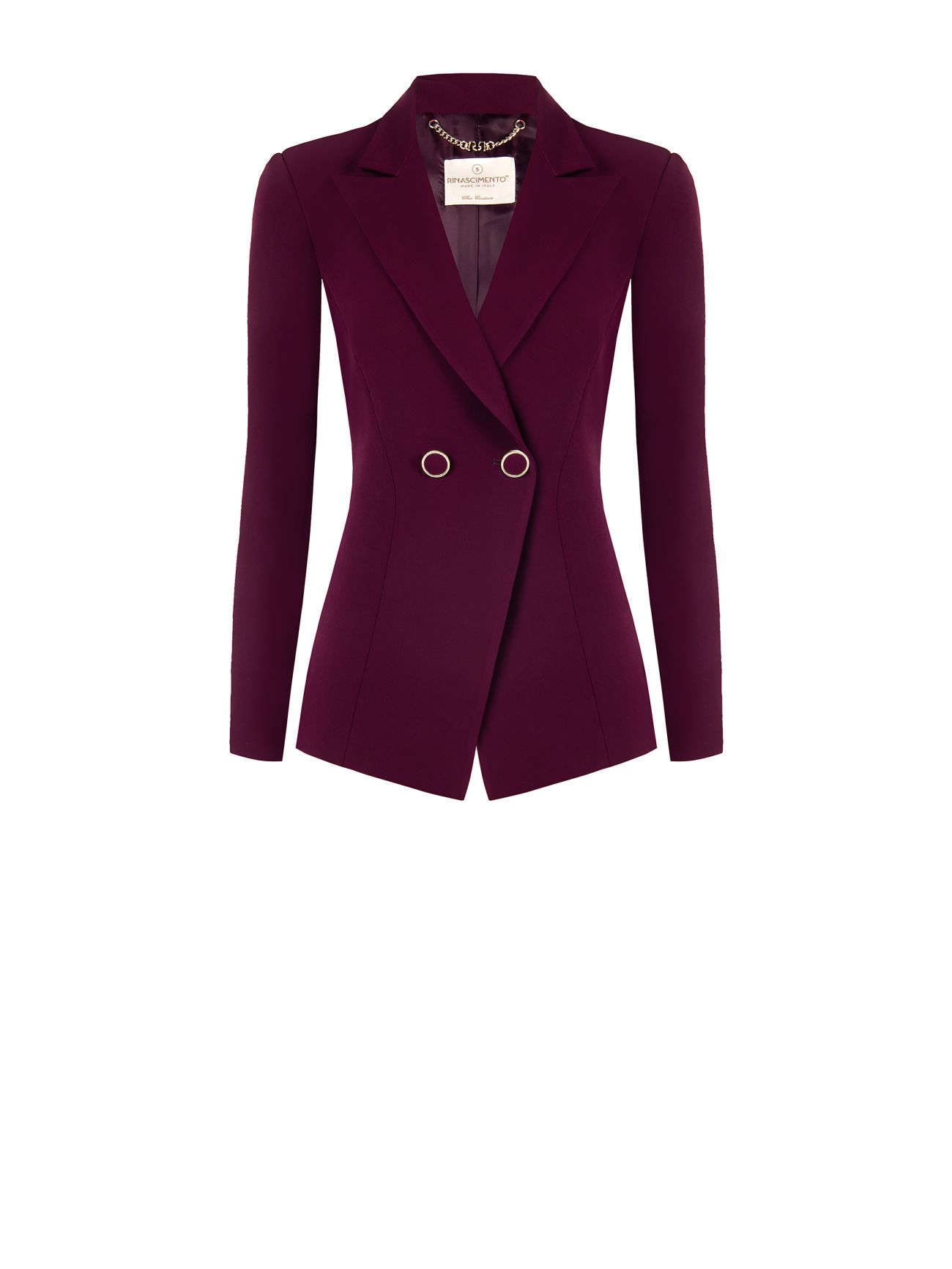 Veste croisée bordeaux en tissu technique det_4
