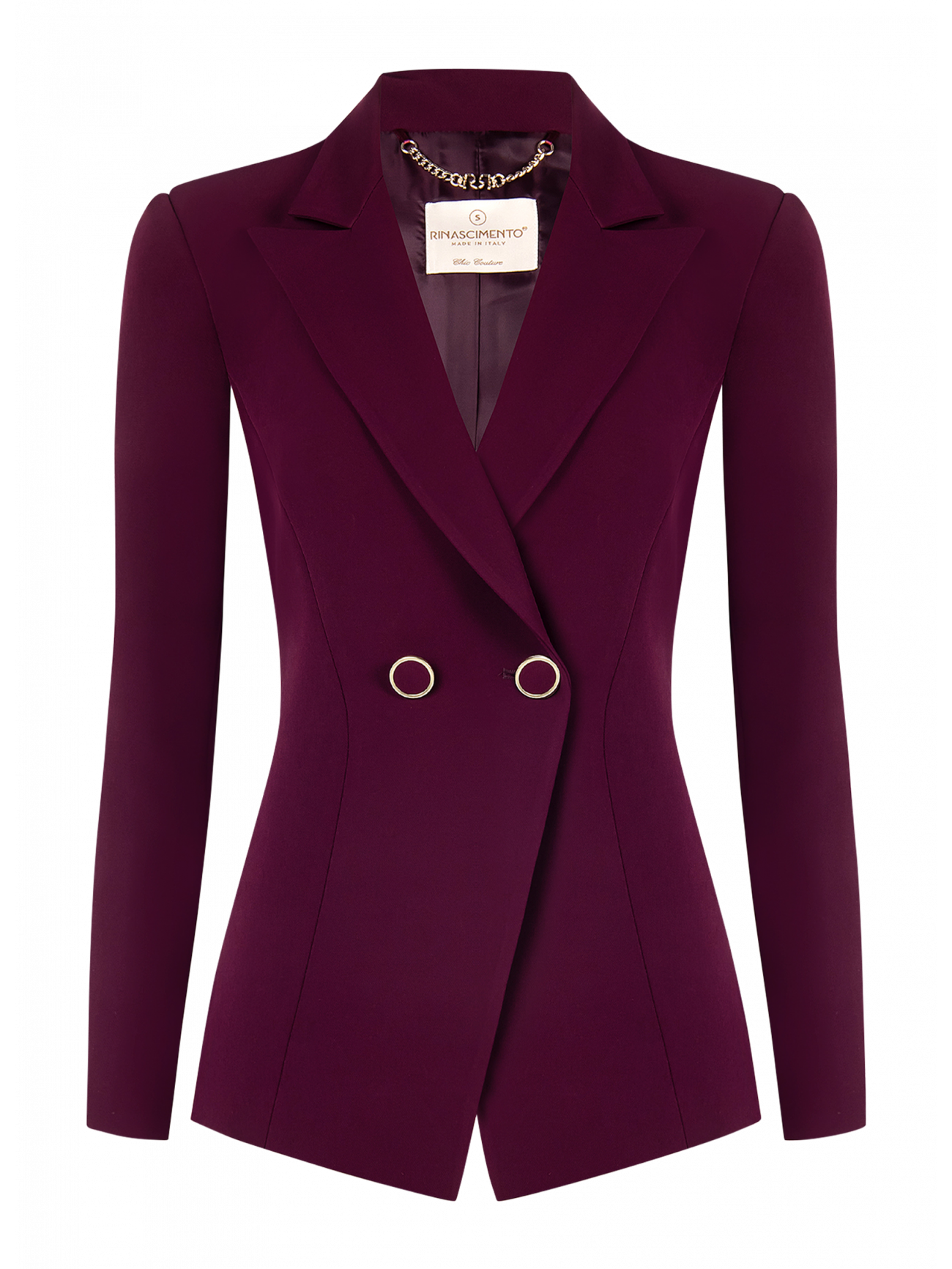 Zweireihige Jacke aus technischem Gewebe in Bordeaux det_4
