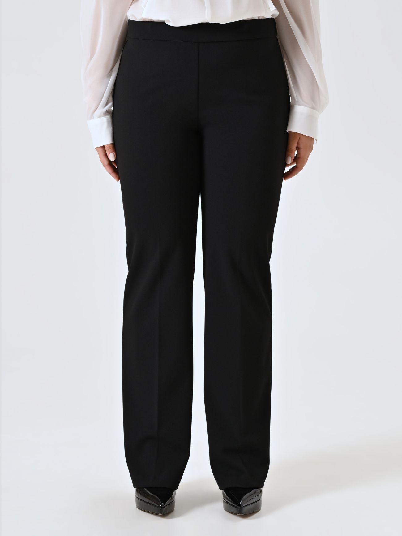 Curvy Black Palazzo Trousers in Scuba Crepe det_2