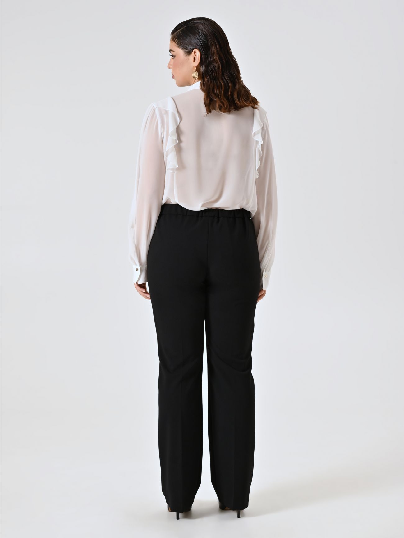 Curvy Black Palazzo Trousers in Scuba Crepe det_3