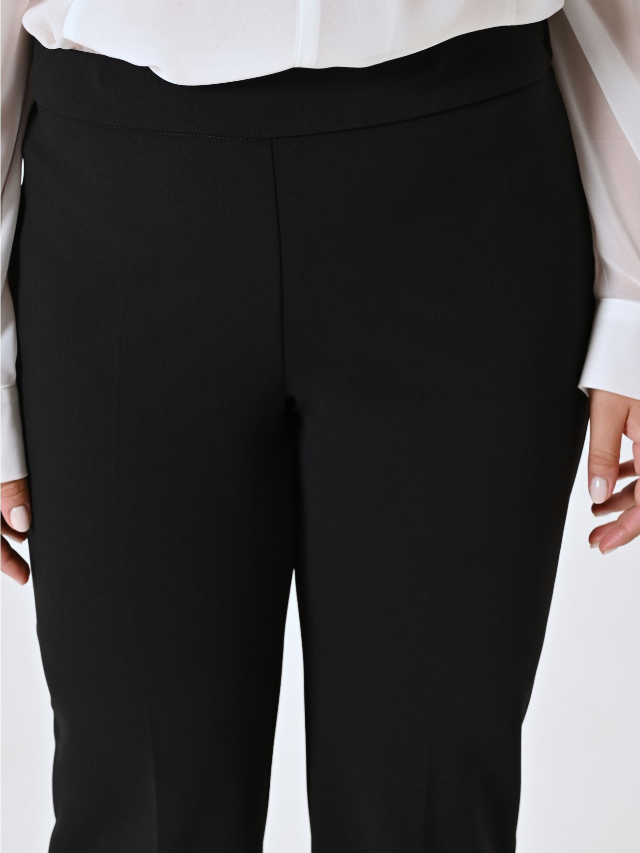 Curvy Black Palazzo Trousers in Scuba Crepe in_i5