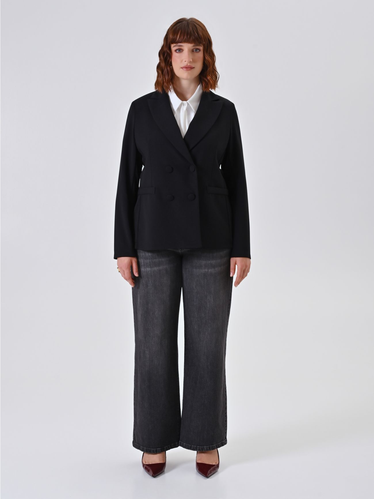 Curvy Black Double-Breasted Jacket det_1