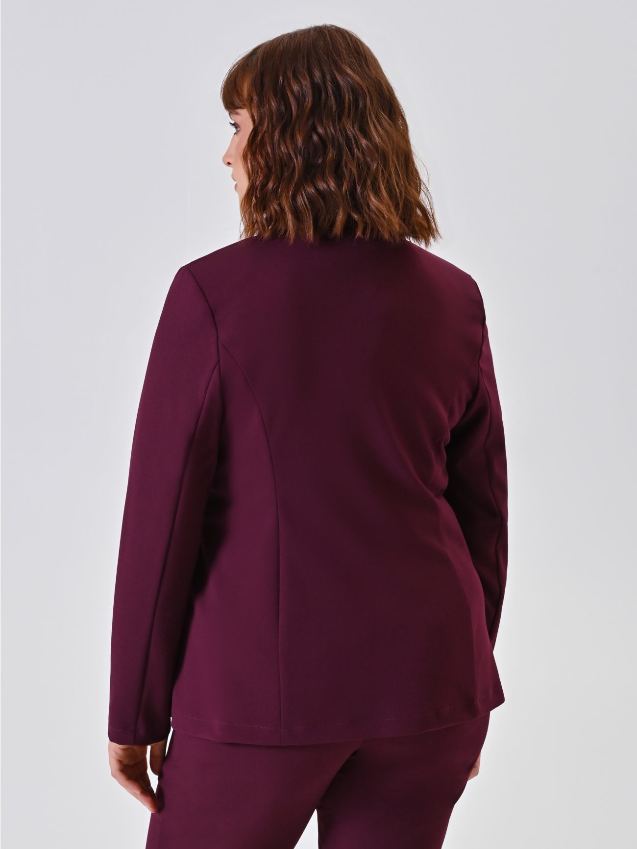 Zweireihiger Curvy-Blazer in Bordeaux det_3