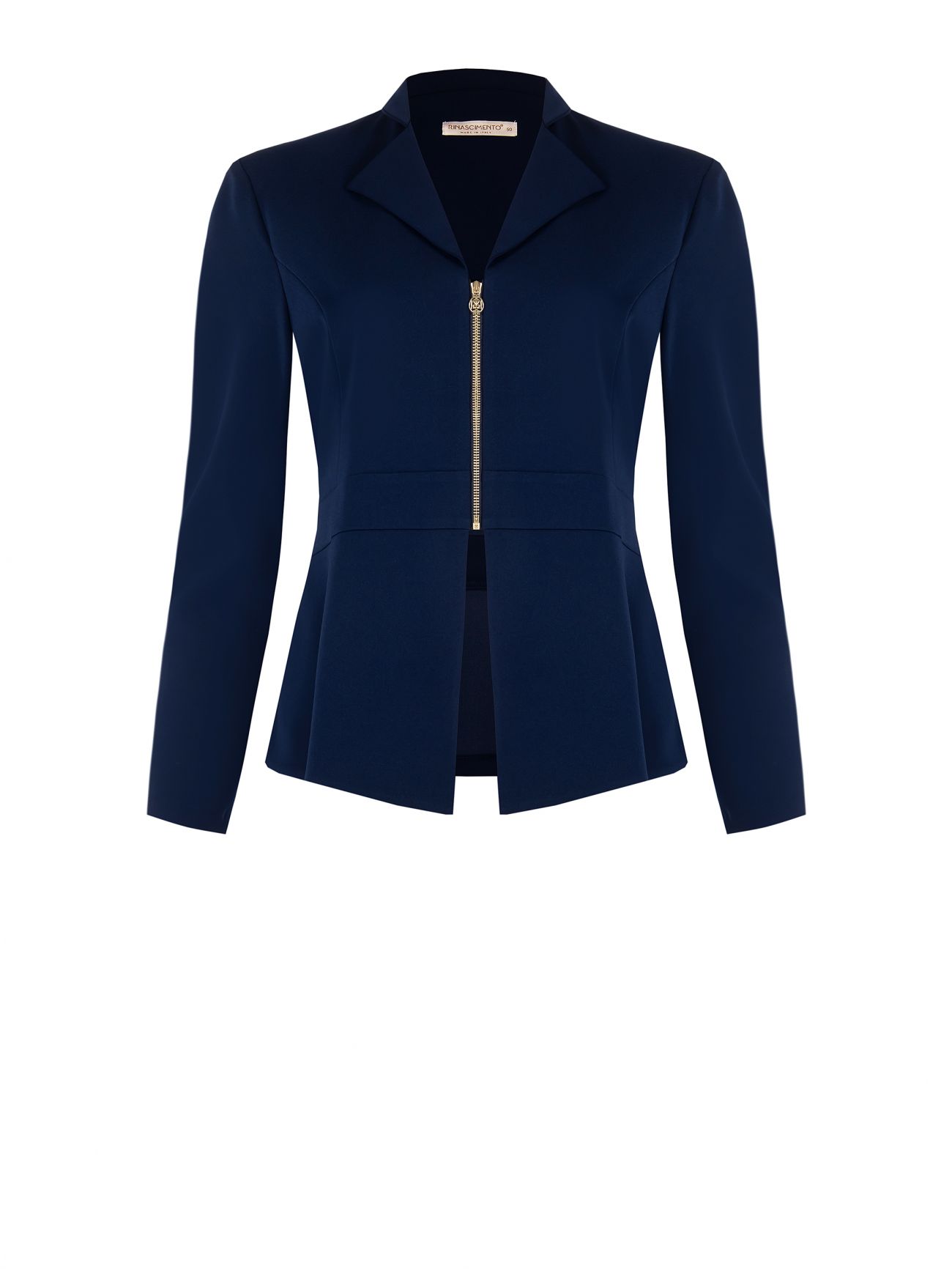 Curvy Blue Jacket with Zip in Scuba Crepe det_1