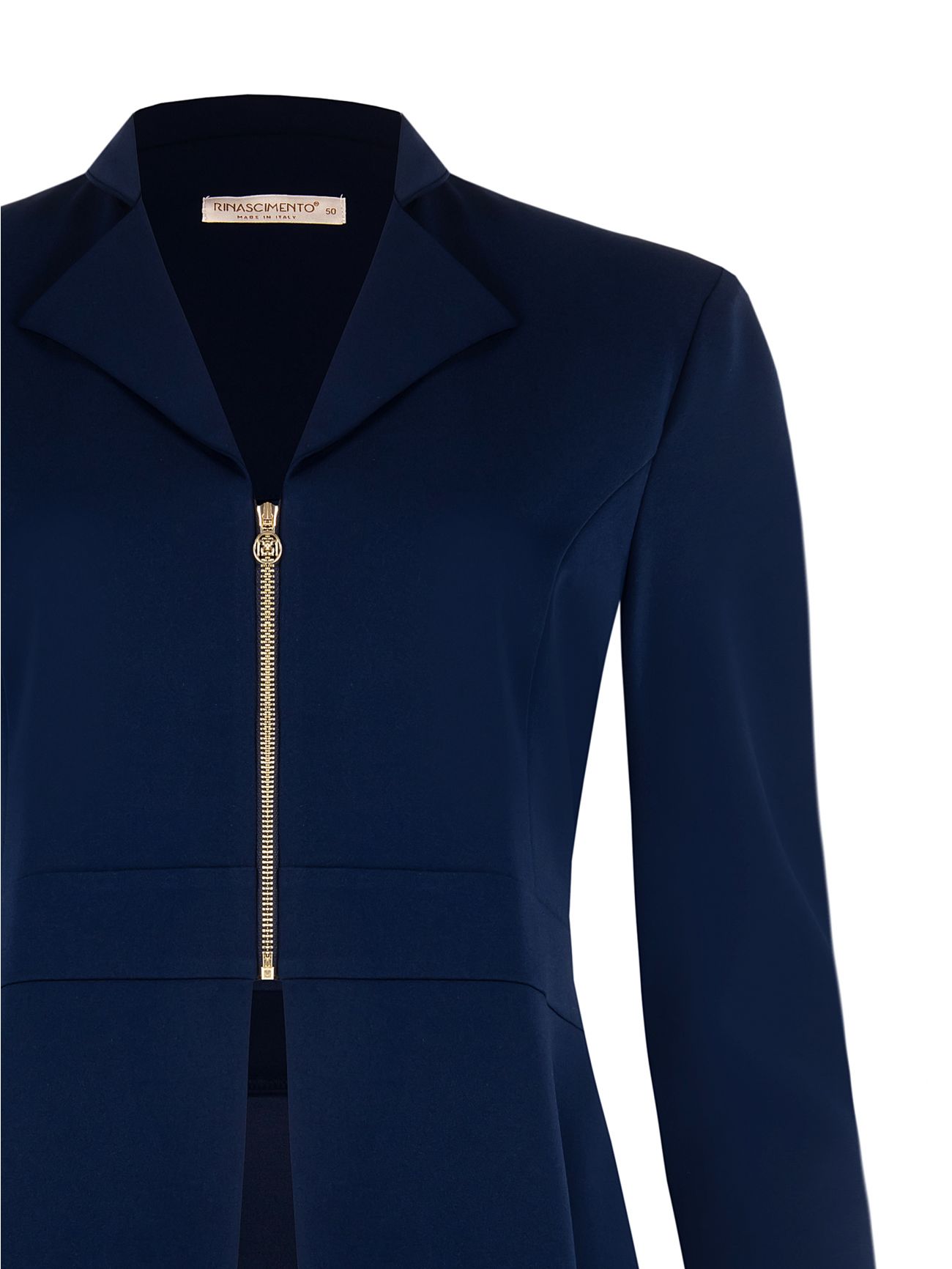 Curvy Blue Jacket with Zip in Scuba Crepe det_3