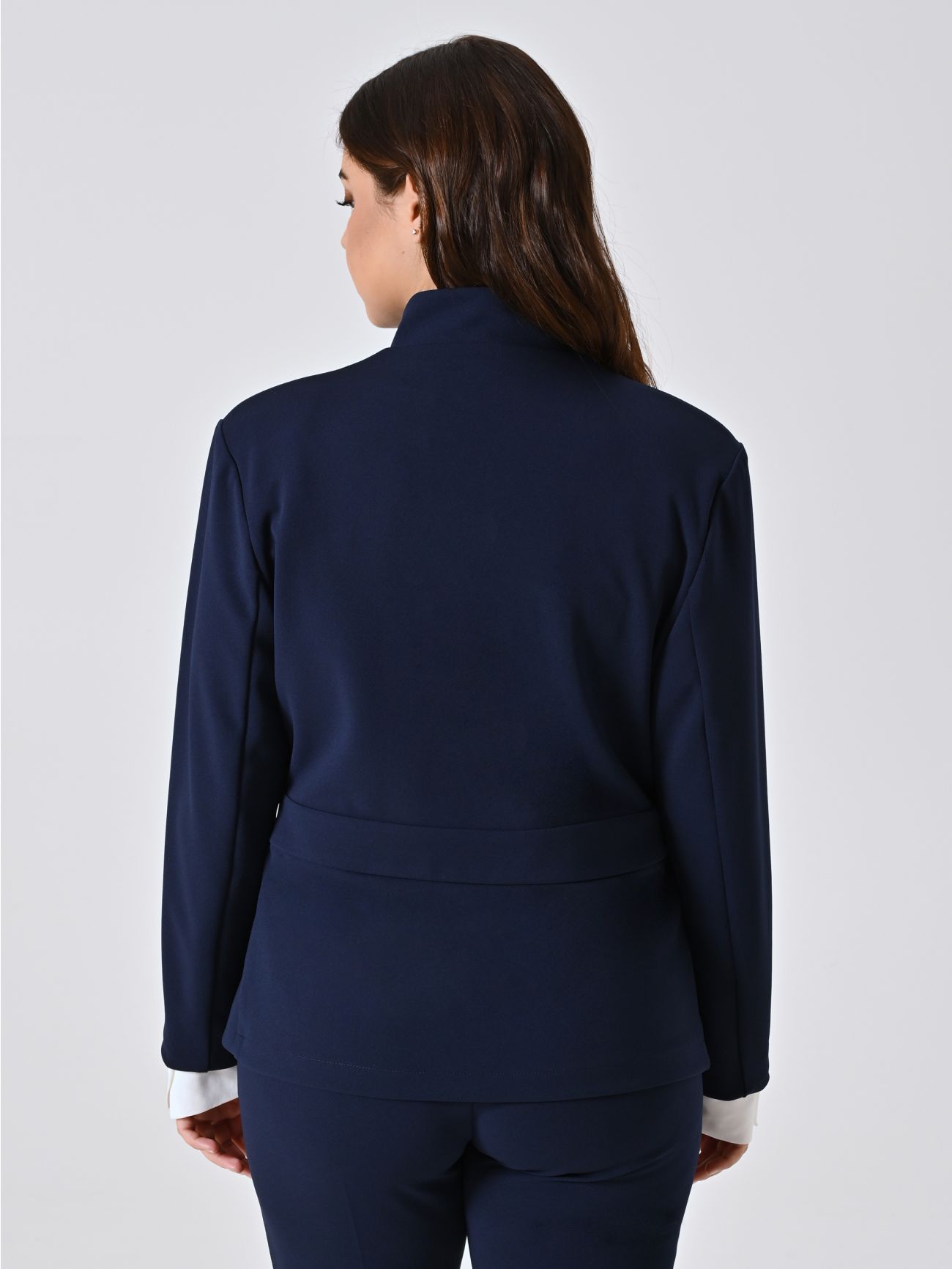 Veste curvy bleue avec fermeture éclair en néoprène det_3