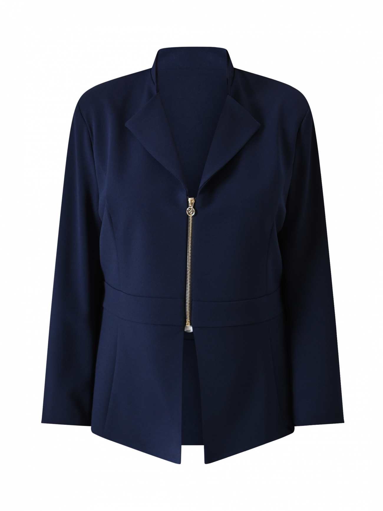 Veste curvy bleue avec fermeture éclair en néoprène det_4