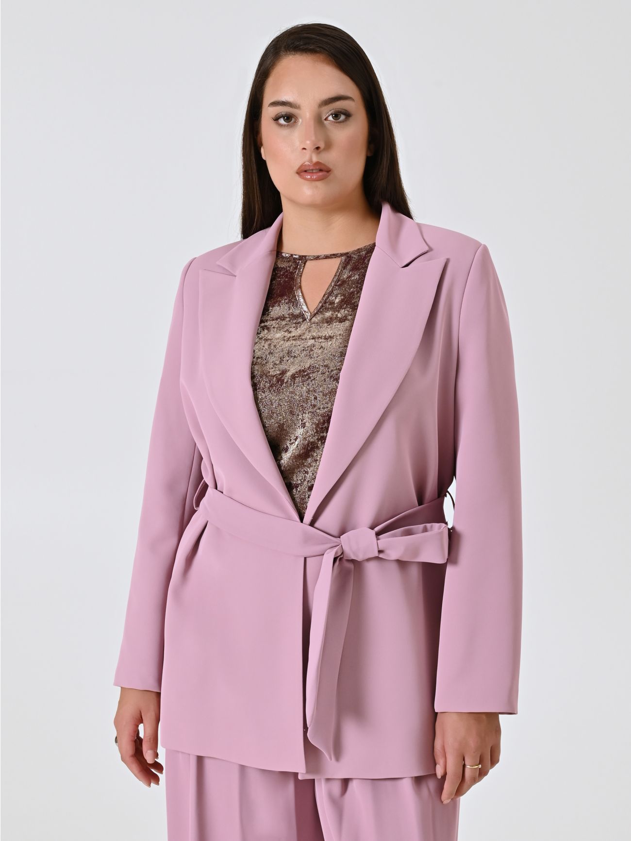 Chaqueta curvy tipo bata en cady malva in_i7