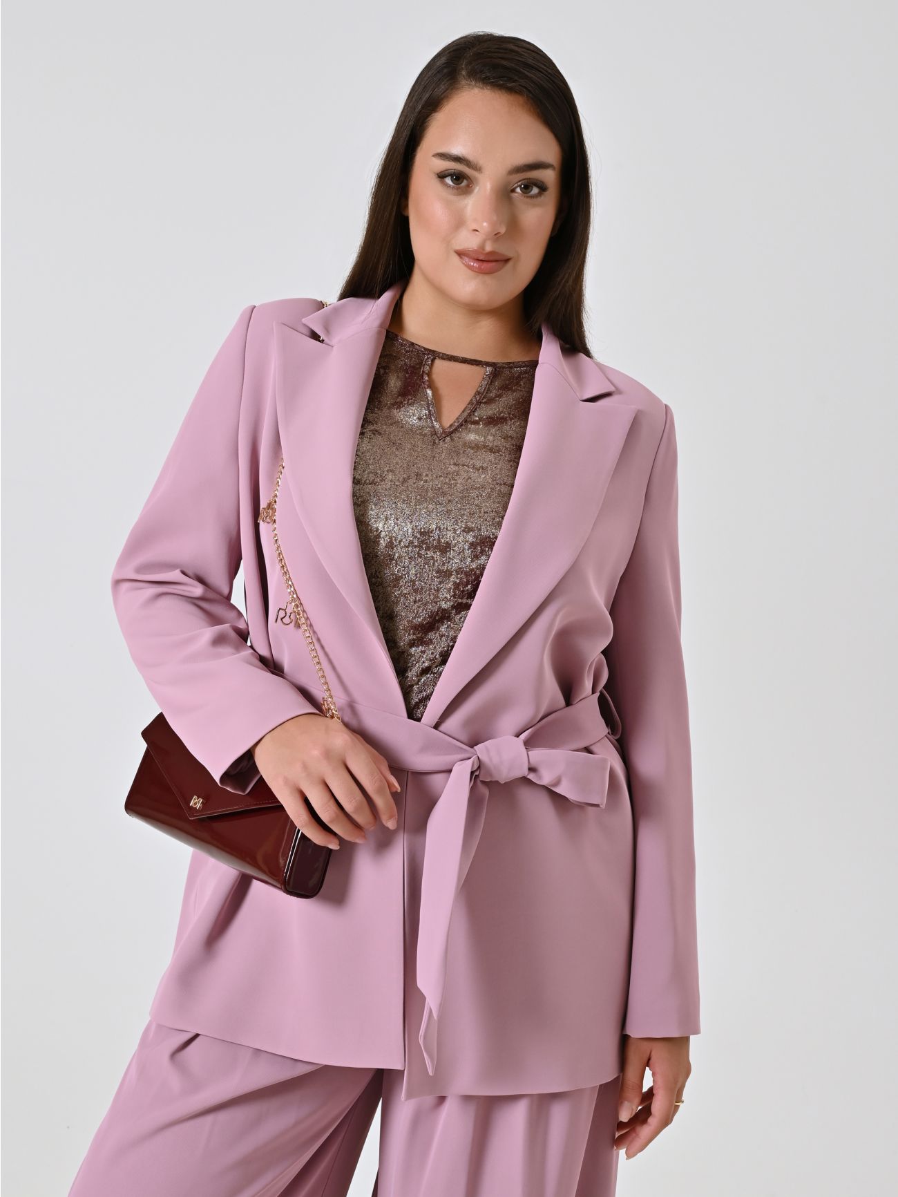 Chaqueta curvy tipo bata en cady malva sp_e1