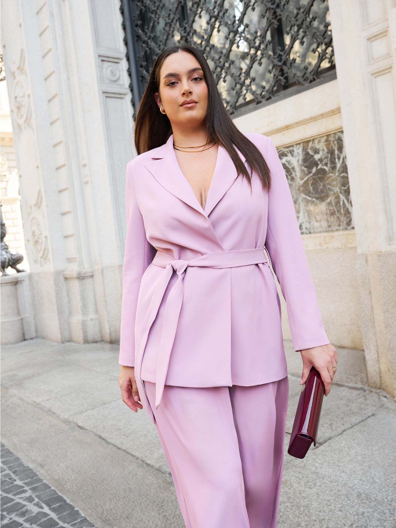 Veste peignoir Curvy rose mauve en cadis sp_e1