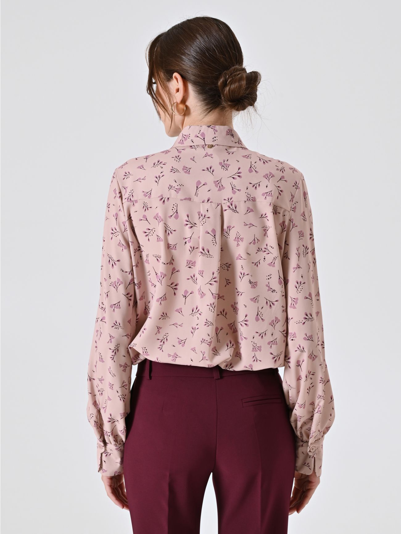 Floral Print Shirt in Pink and Burgundy det_3