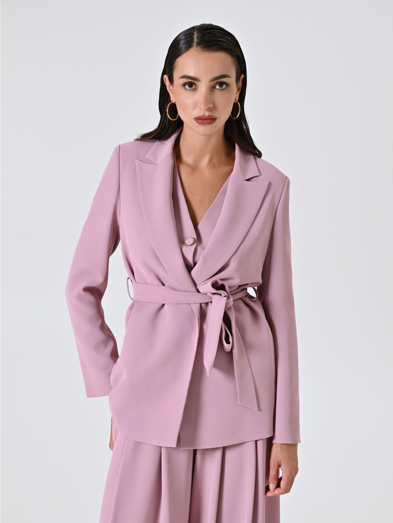 Wrap Jacket in Mauve Pink Cady in_i7