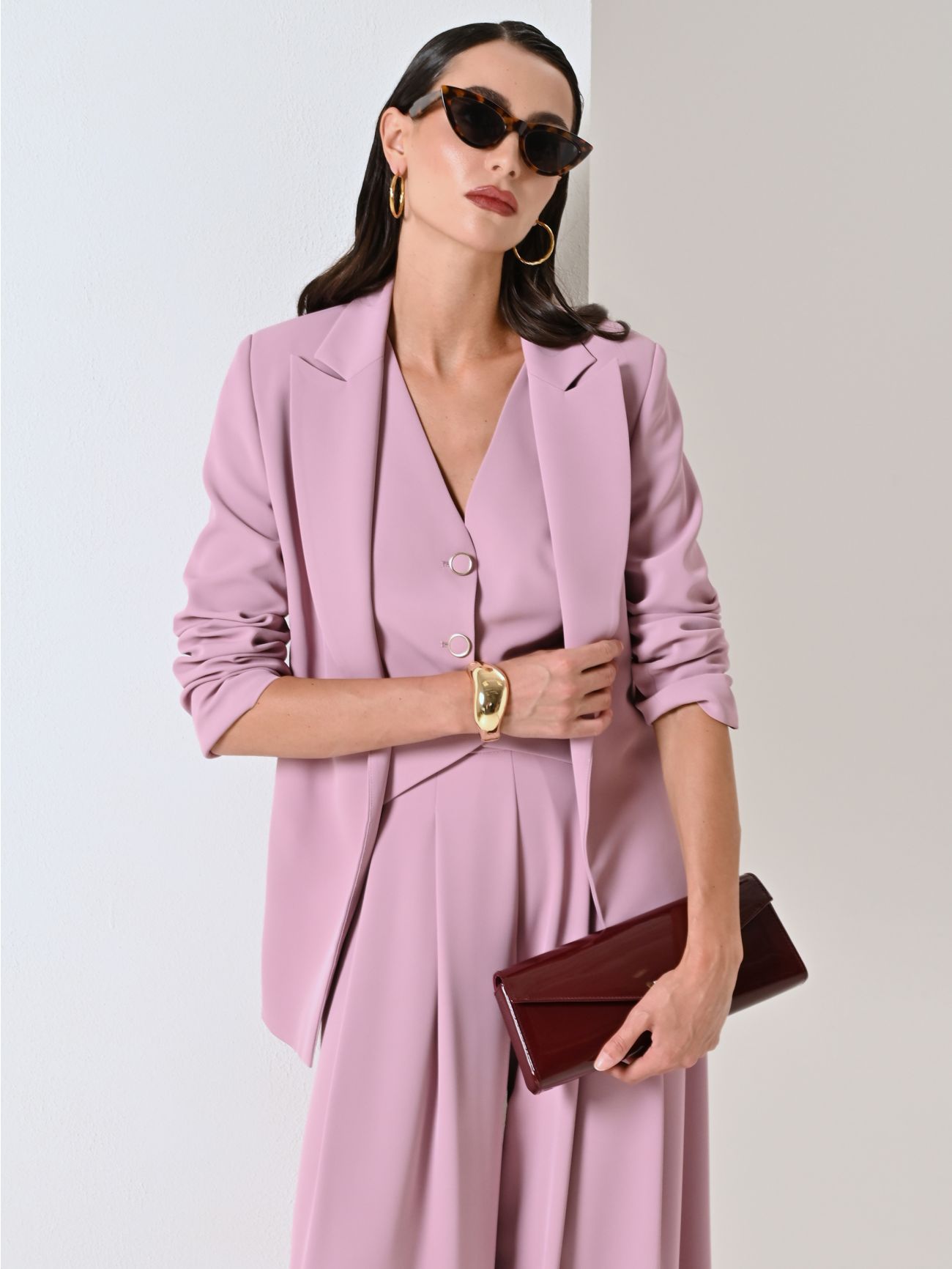 Wrap Jacket in Mauve Pink Cady sp_e1
