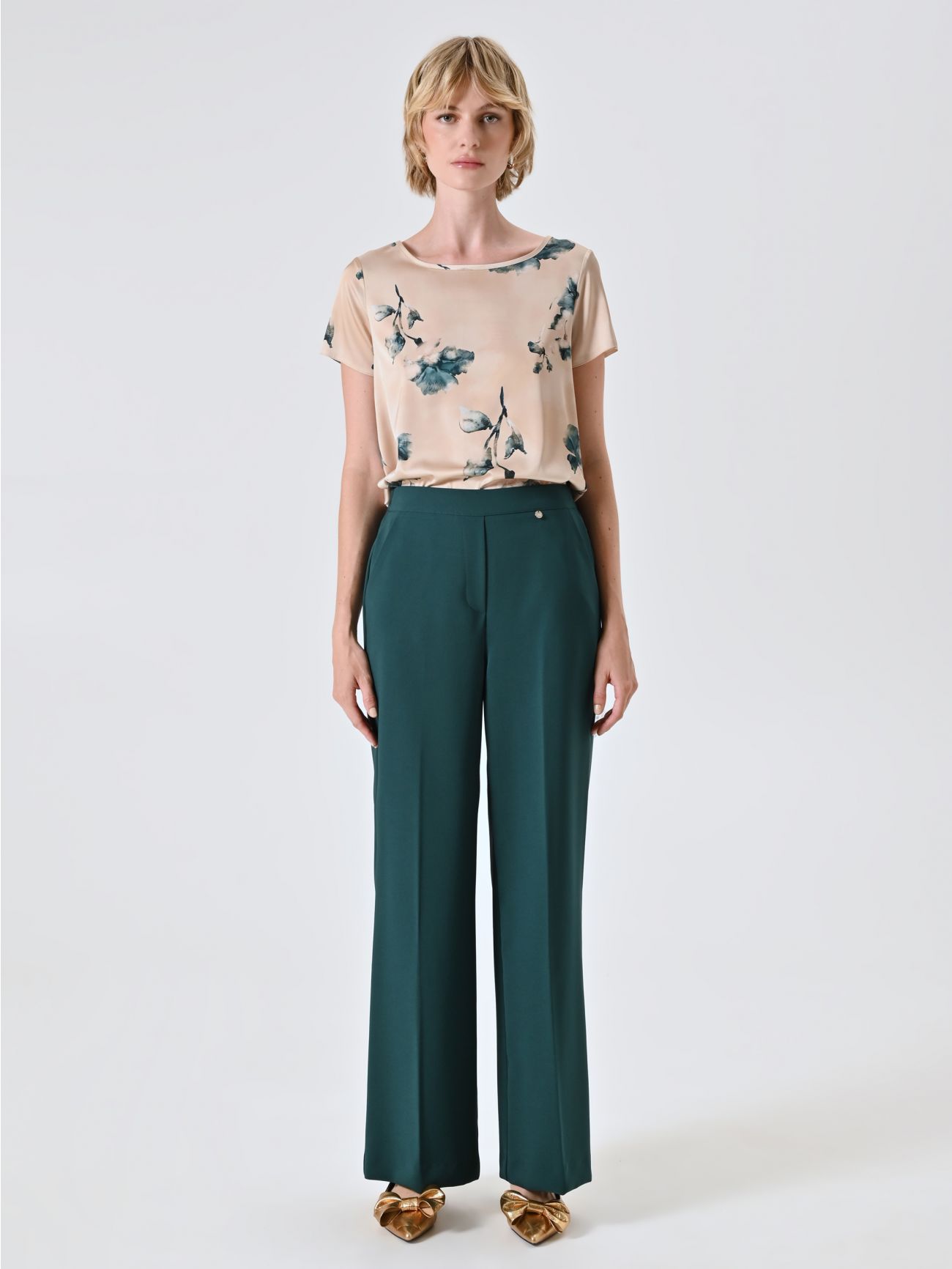 Green Wide Trousers det_1