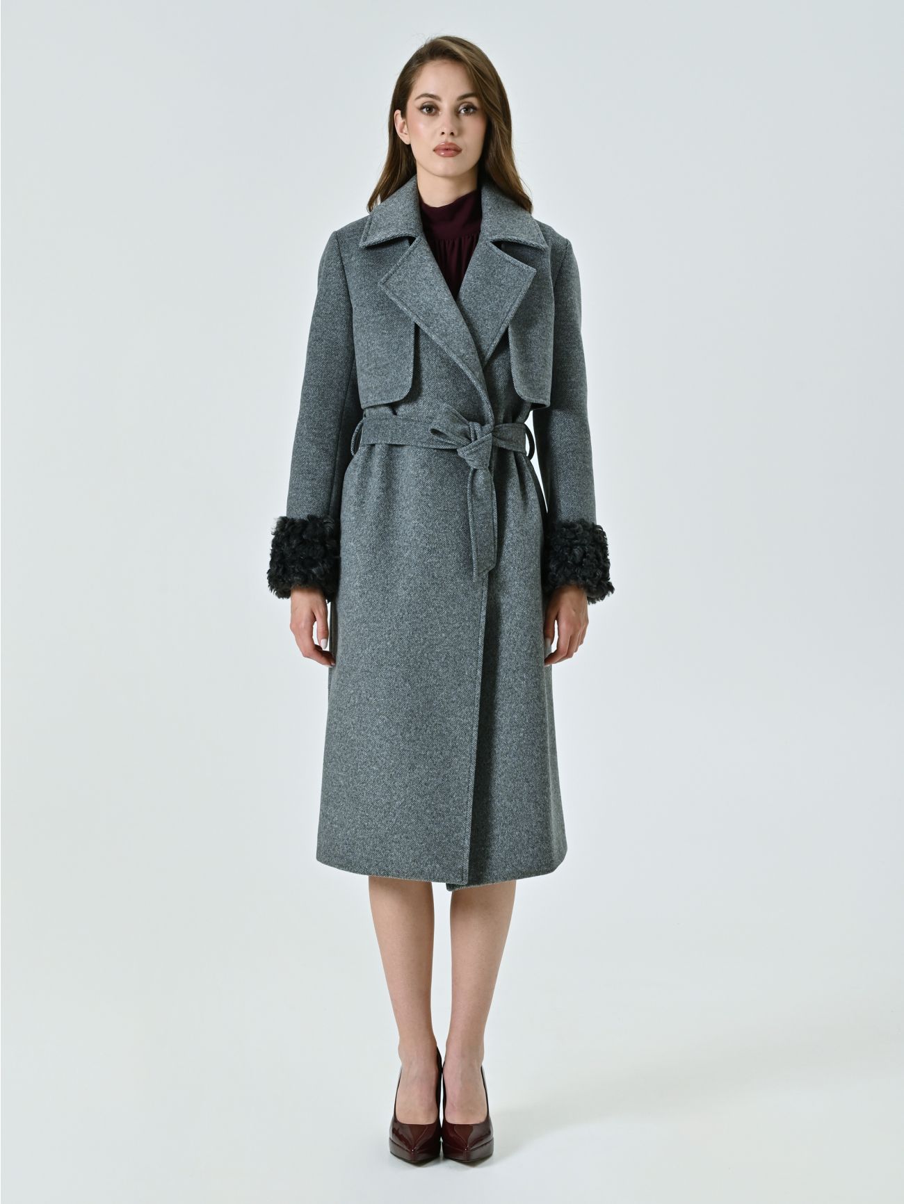 Cappotto Tre in Uno con Polsini effetto Pelliccia  det_1