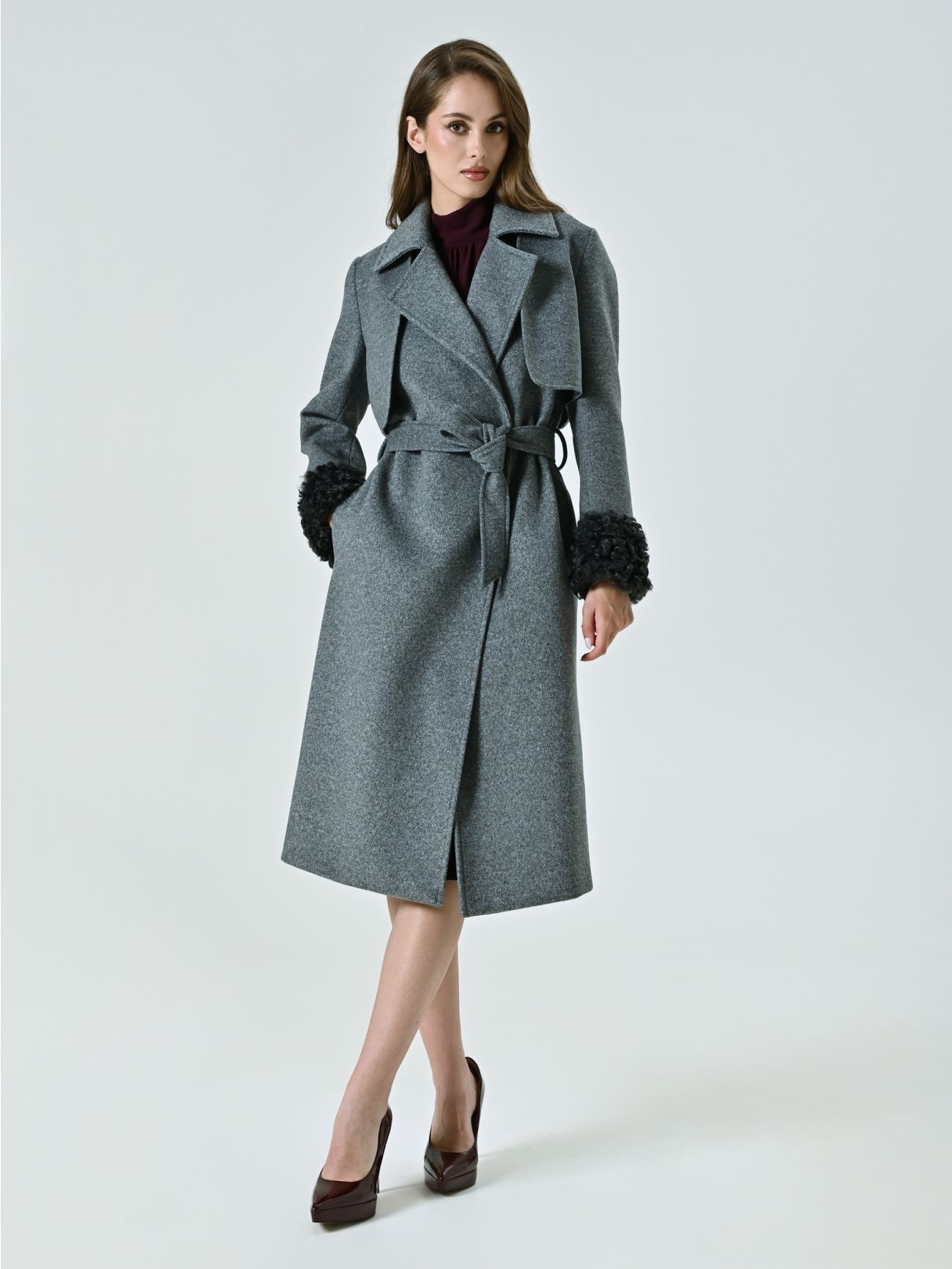 Three-in-One Coat with Fur-effect Cuffs in_i7