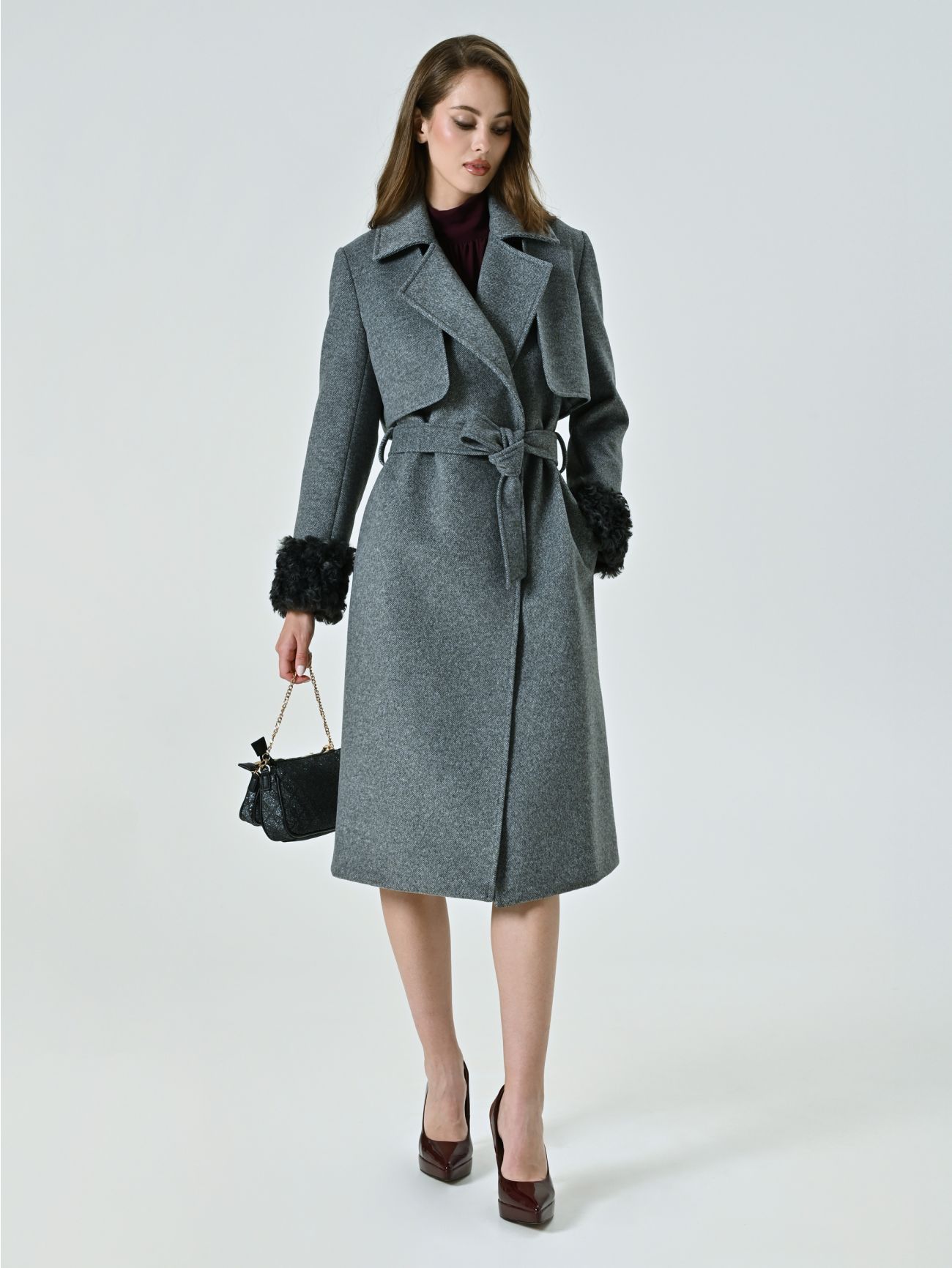 Three-in-One Coat with Fur-effect Cuffs  Rinascimento