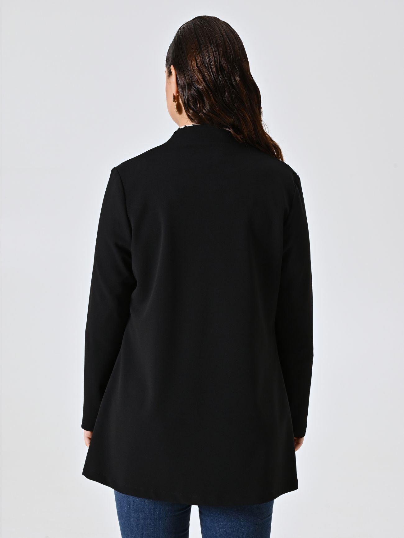 Curvy Black Open Jacket det_3