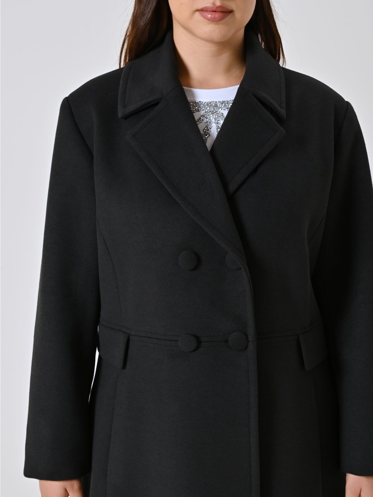 Cappotto Curvy Nero in Velour in_i5