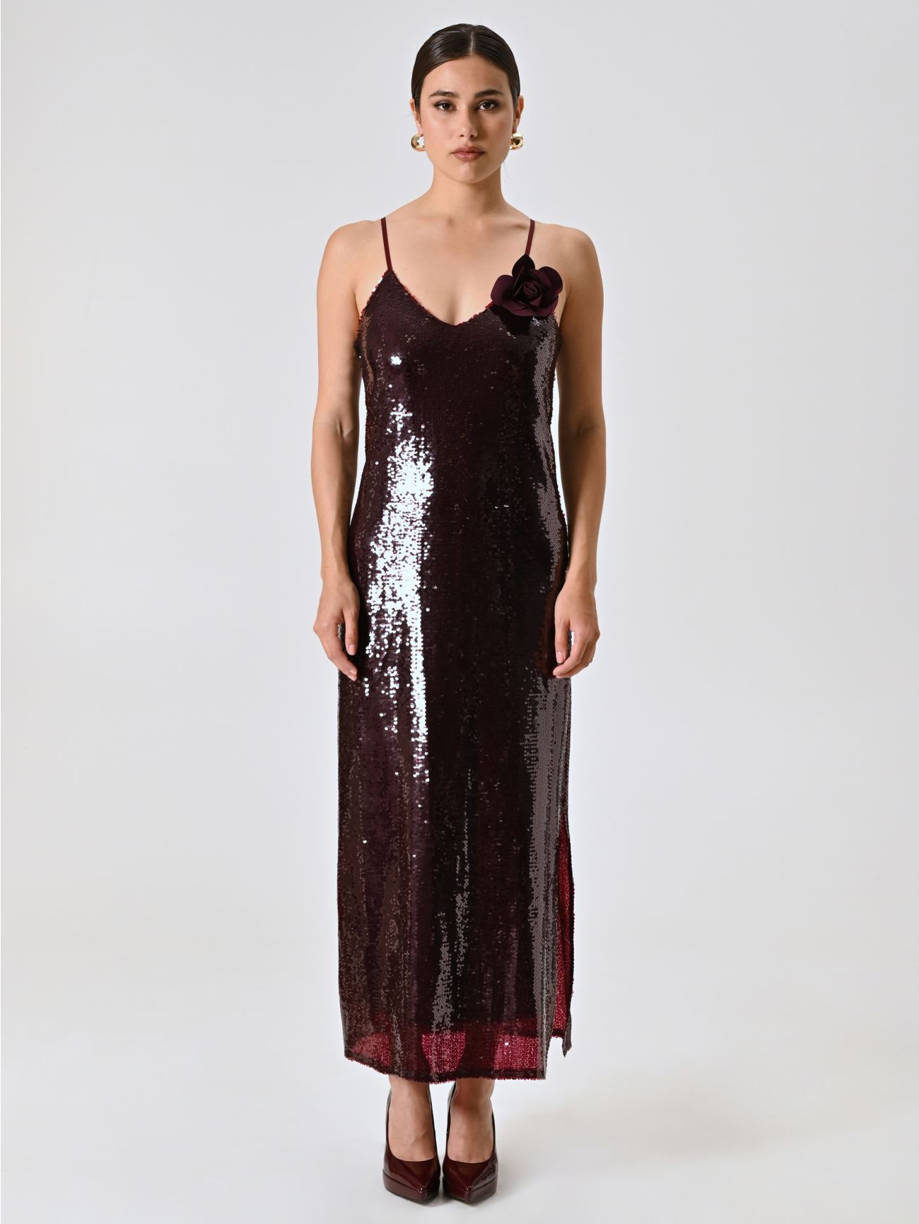 Paillettenkleid in Bordeaux det_1