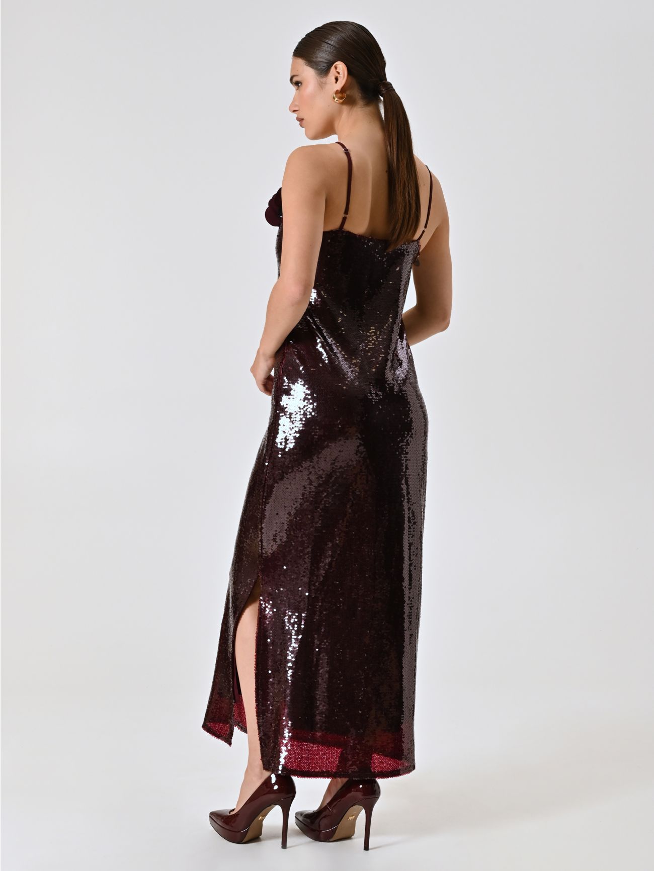Paillettenkleid in Bordeaux det_3