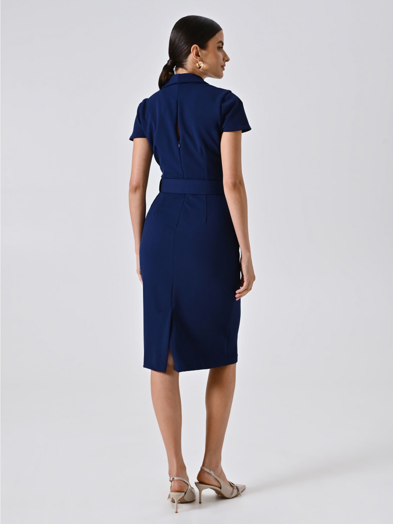 Robe fourreau bleue en néoprène det_3