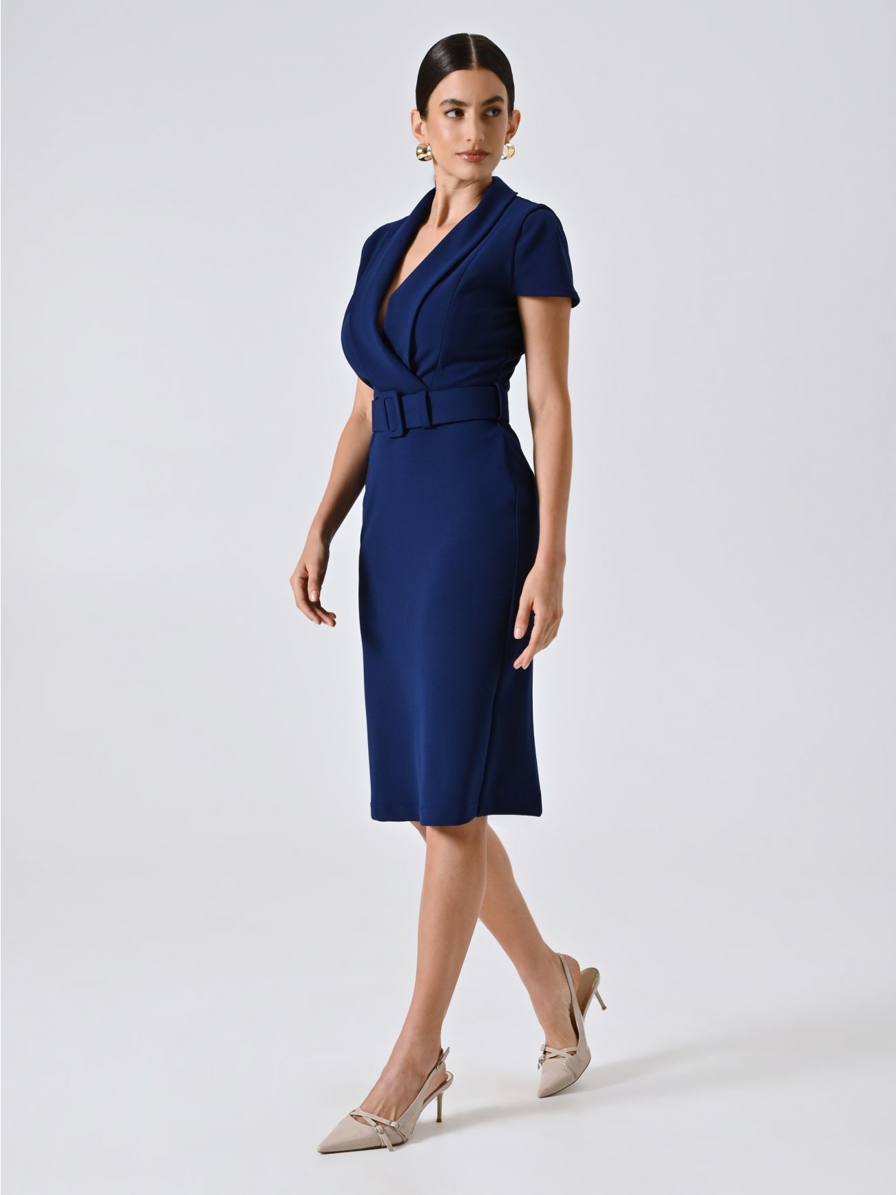 Robe fourreau bleue en néoprène in_i7