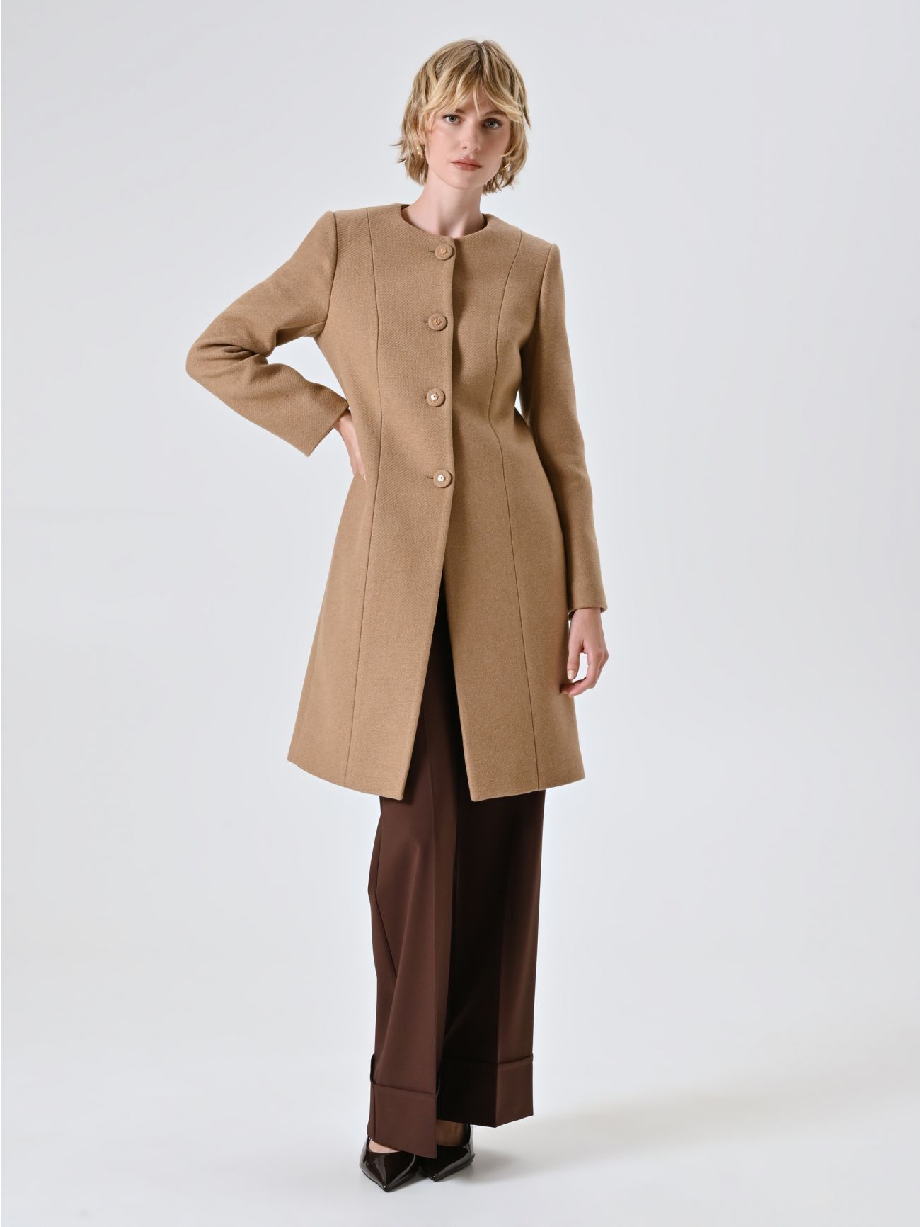 Cappotto Cammello con Sciarpa Removibile  in_i7