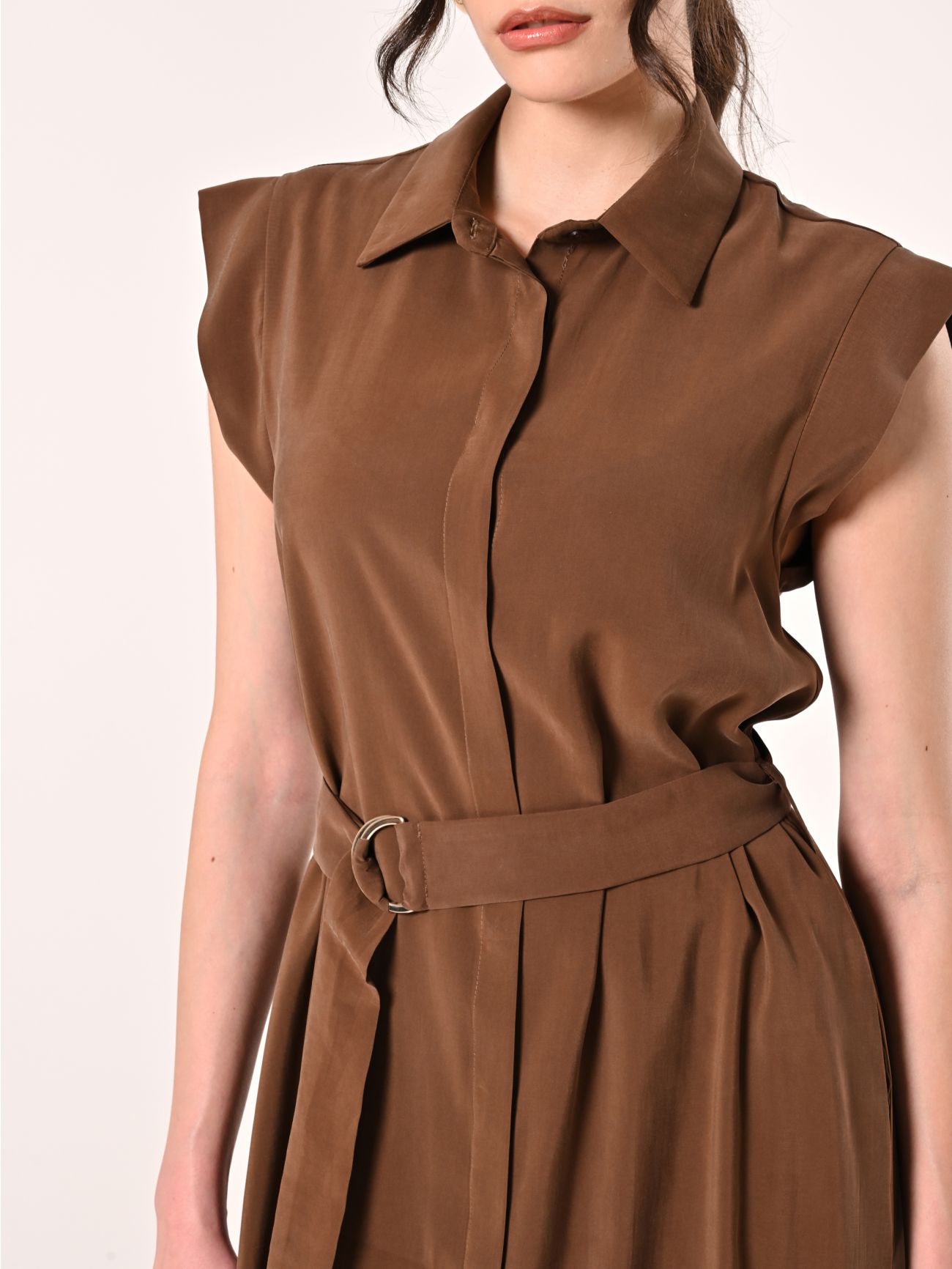 Chemisier in Misto Viscosa Marrone  in_i5