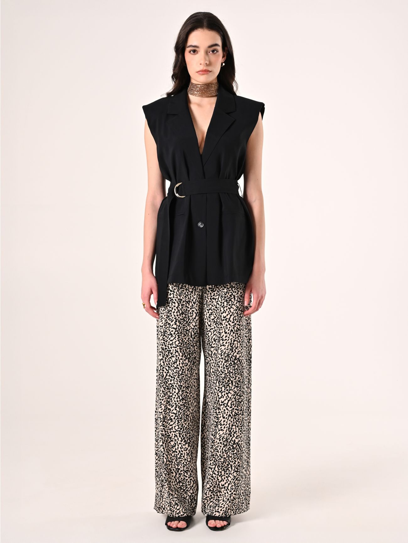 Black Viscose-Blend Waistcoat det_1