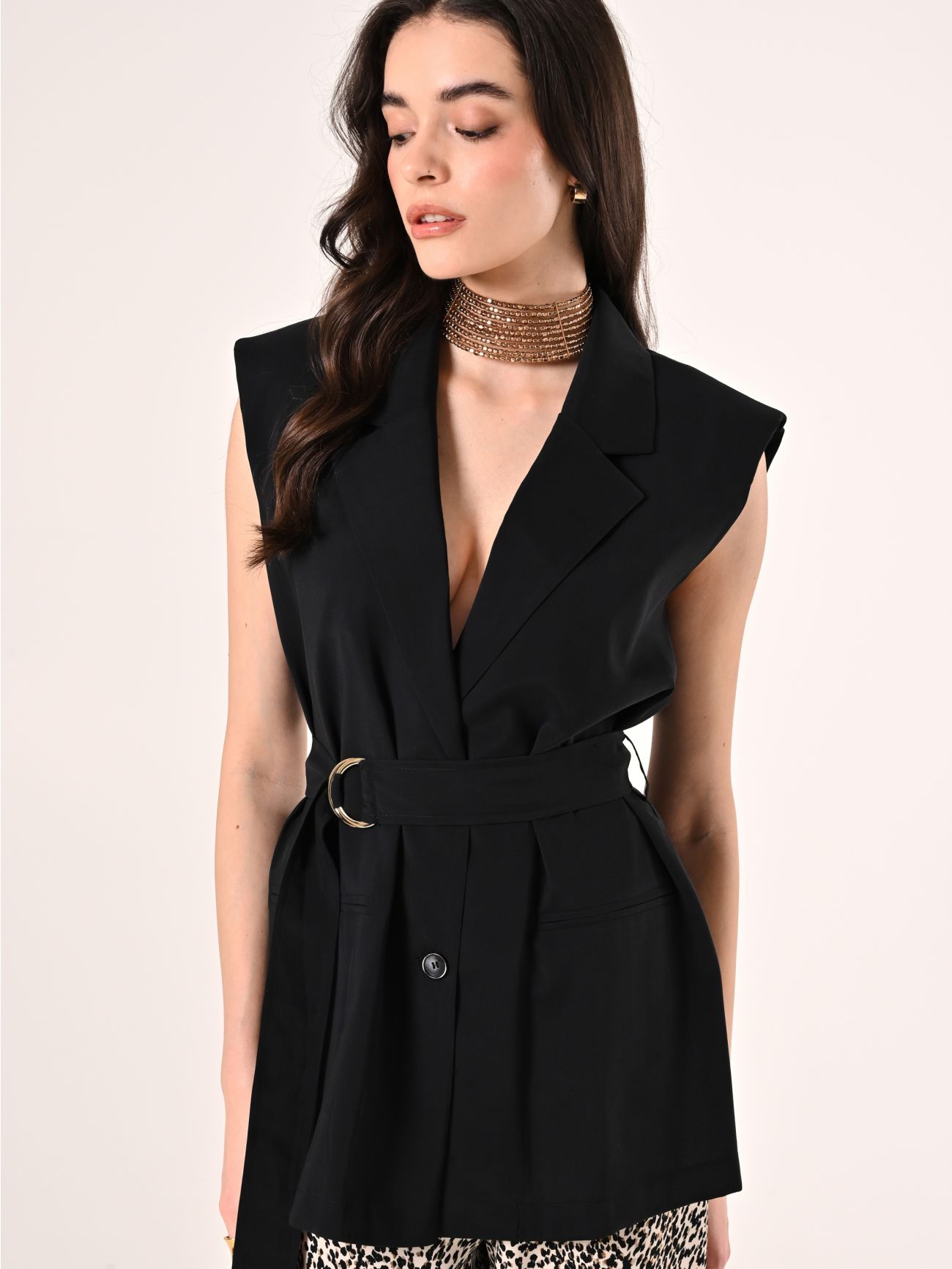 Black Viscose-Blend Waistcoat in_i7