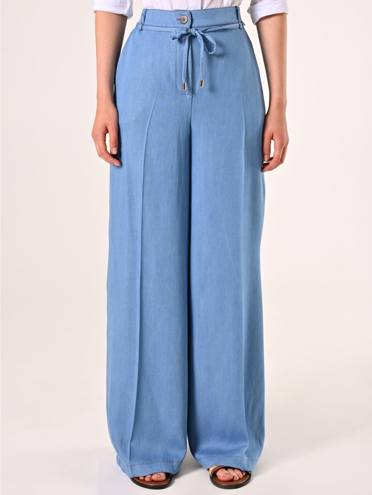 Weite Hose aus Chambray det_2