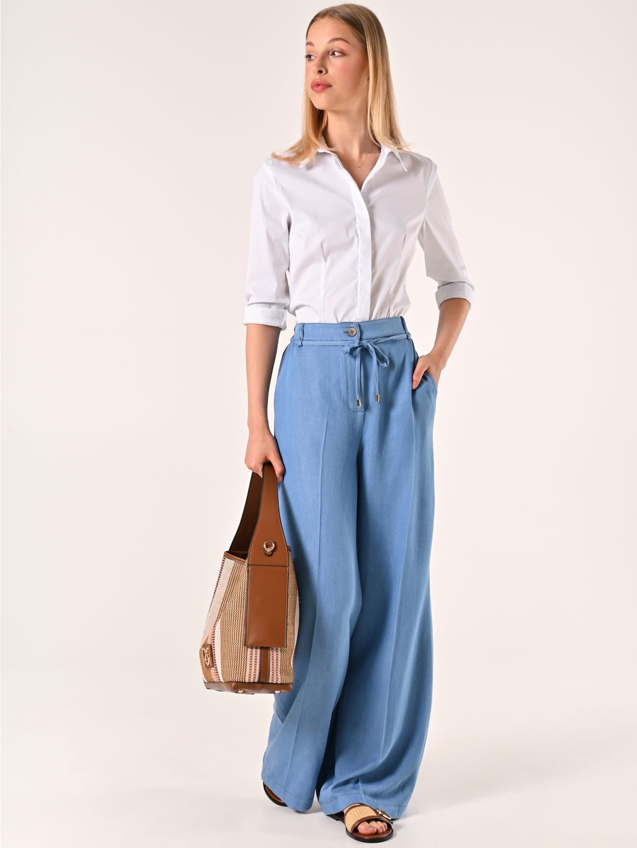 Weite Hose aus Chambray sp_e1