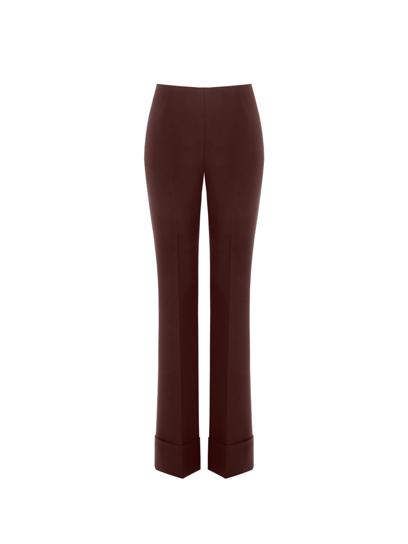 Pantaloni Marrone Cioccolato Ampi con Maxi Risvolto in Tessuto Tecnico det_4