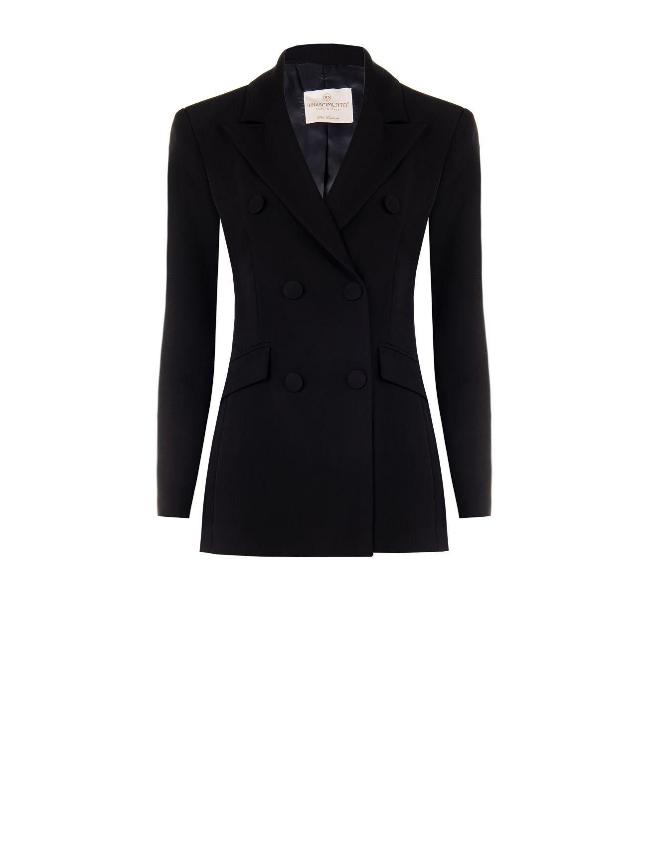 Zweireihige Jacke in Schwarz mit überzogenen Knöpfen det_4