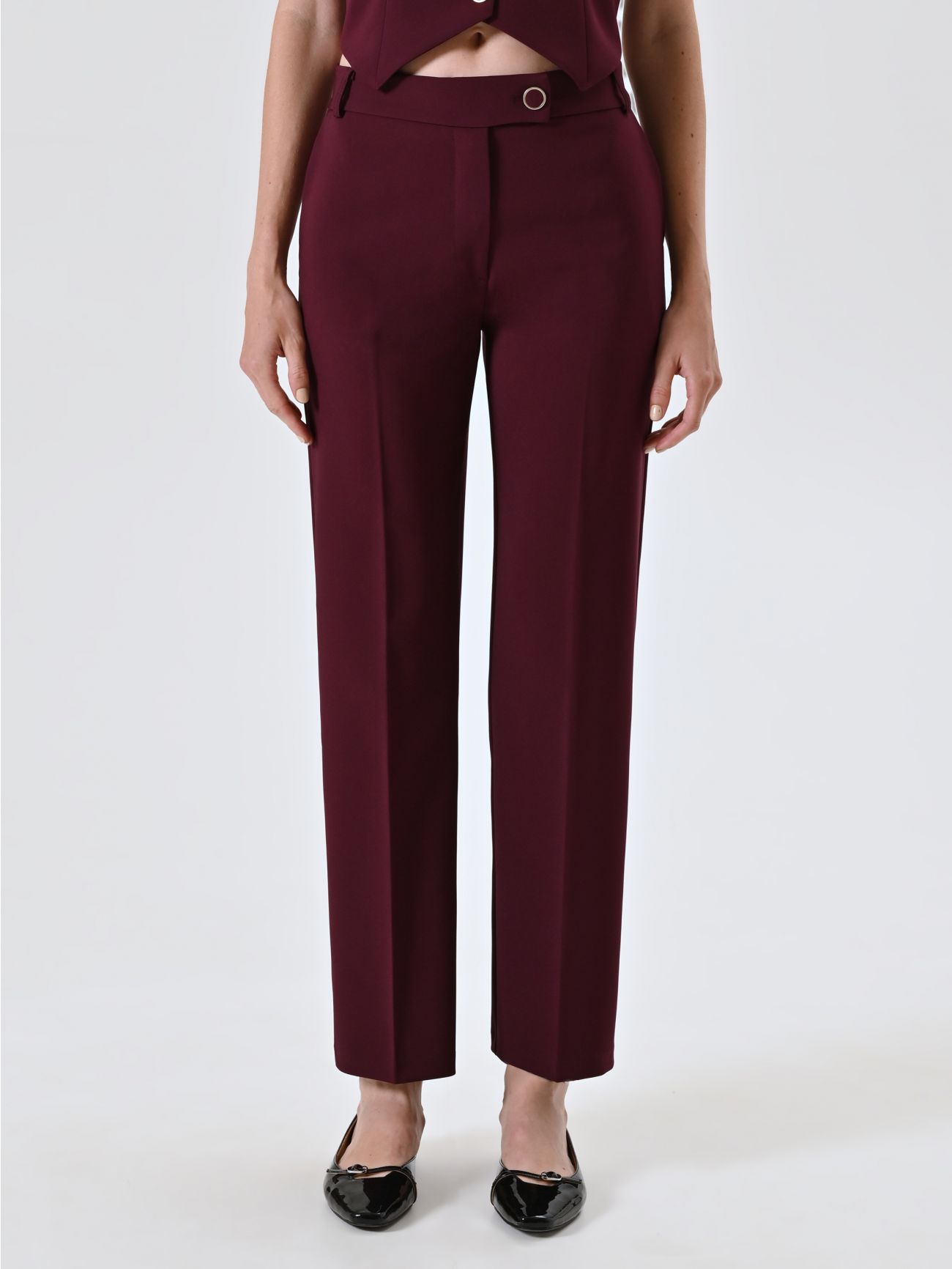 Burgundy Skinny Trousers in Technical Fabric det_2