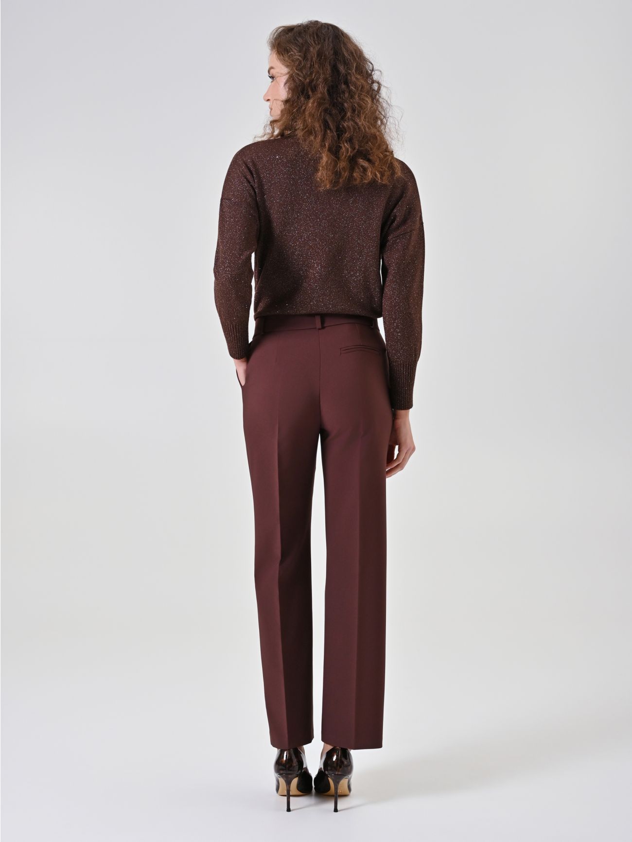 Pantaloni Skinny Marrone Cioccolato in Tessuto Tecnico det_3