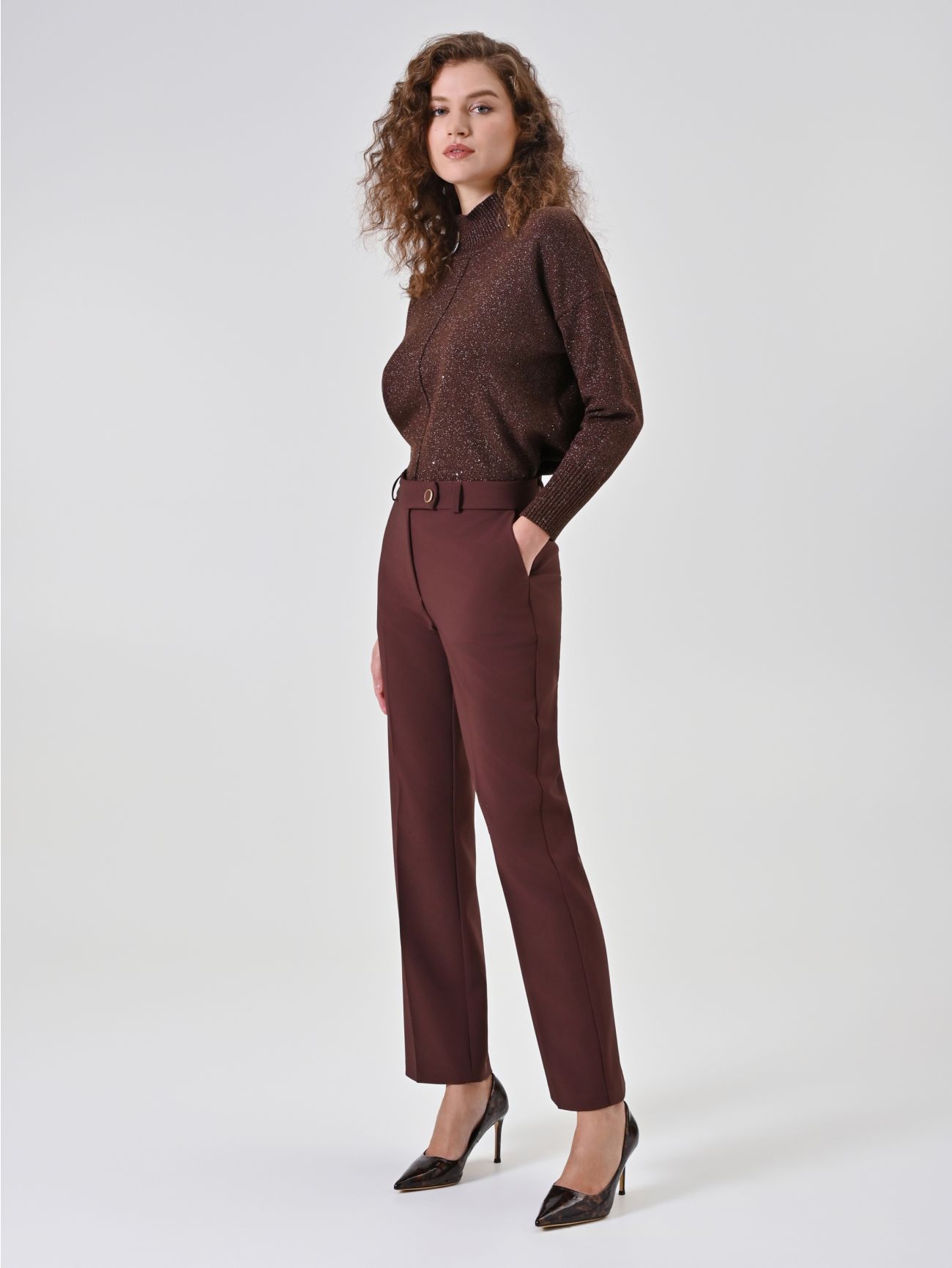 Pantaloni Skinny Marrone Cioccolato in Tessuto Tecnico in_i7