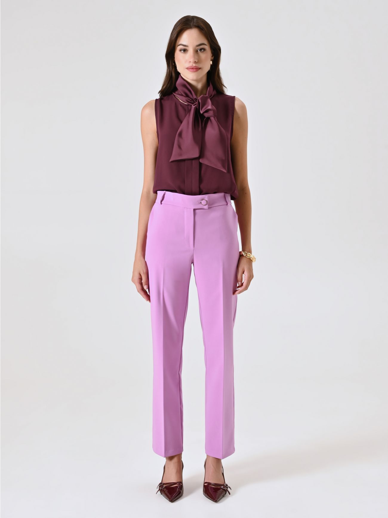 Orchid Pink Skinny Trousers in Technical Fabric det_1