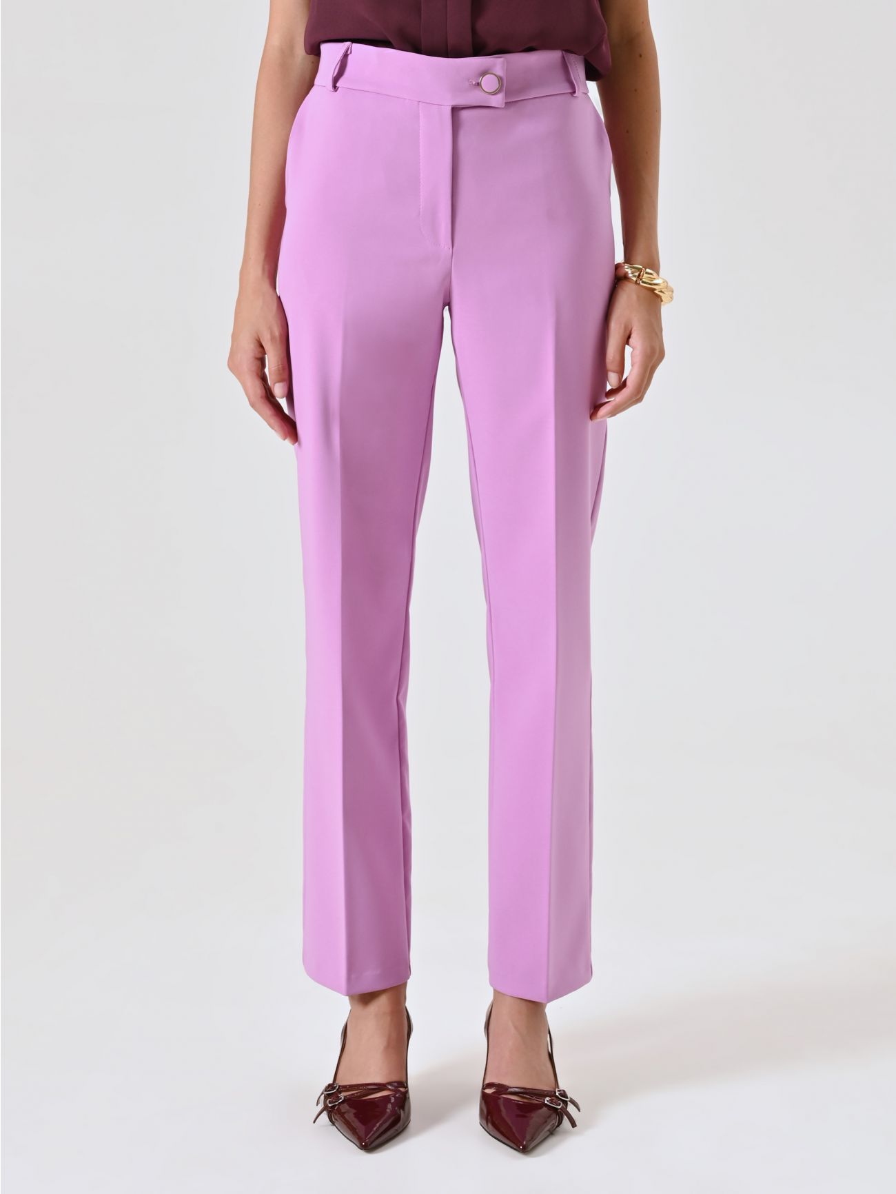 Orchid Pink Skinny Trousers in Technical Fabric det_2