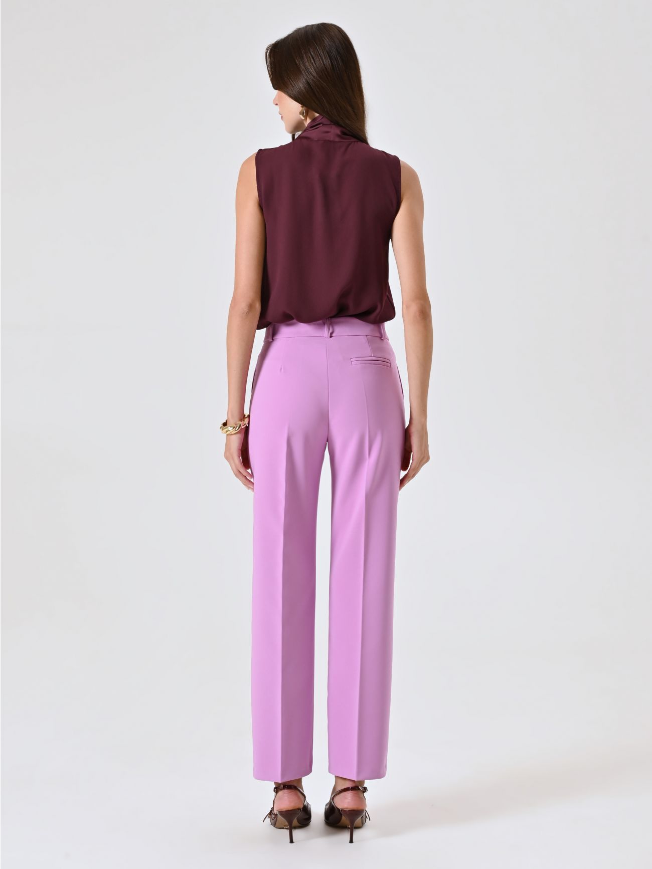 Orchid Pink Skinny Trousers in Technical Fabric det_3