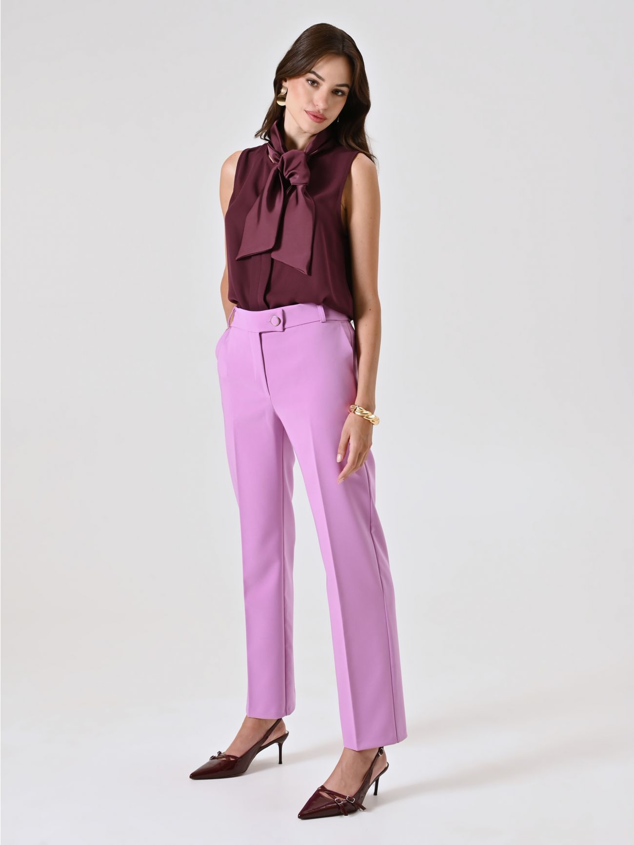Orchid Pink Skinny Trousers in Technical Fabric in_i7