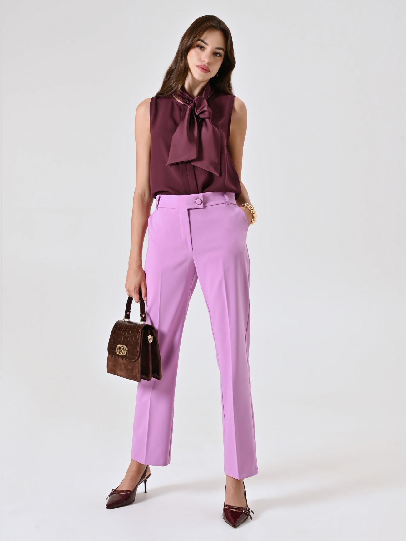 Orchid Pink Skinny Trousers in Technical Fabric  Rinascimento