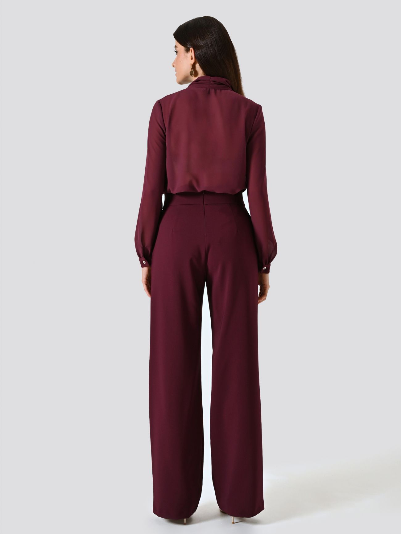 Burgundy Technical Fabric Trousers with Geometric Buckle det_3