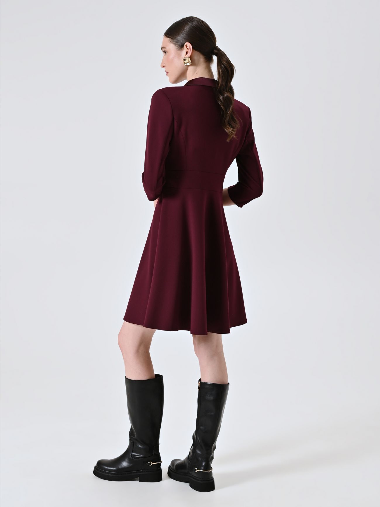 Abito Giacca Bordeaux con Inserto in Raso  det_3