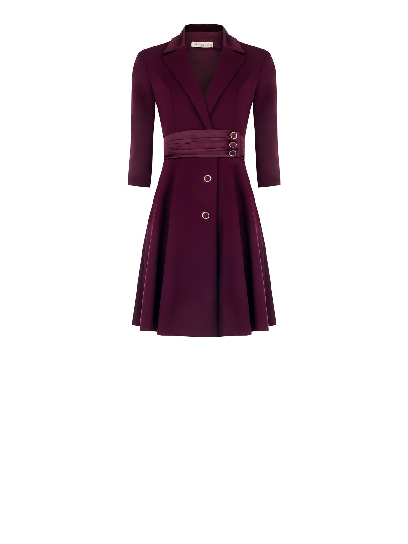 Abito Giacca Bordeaux con Inserto in Raso  det_4