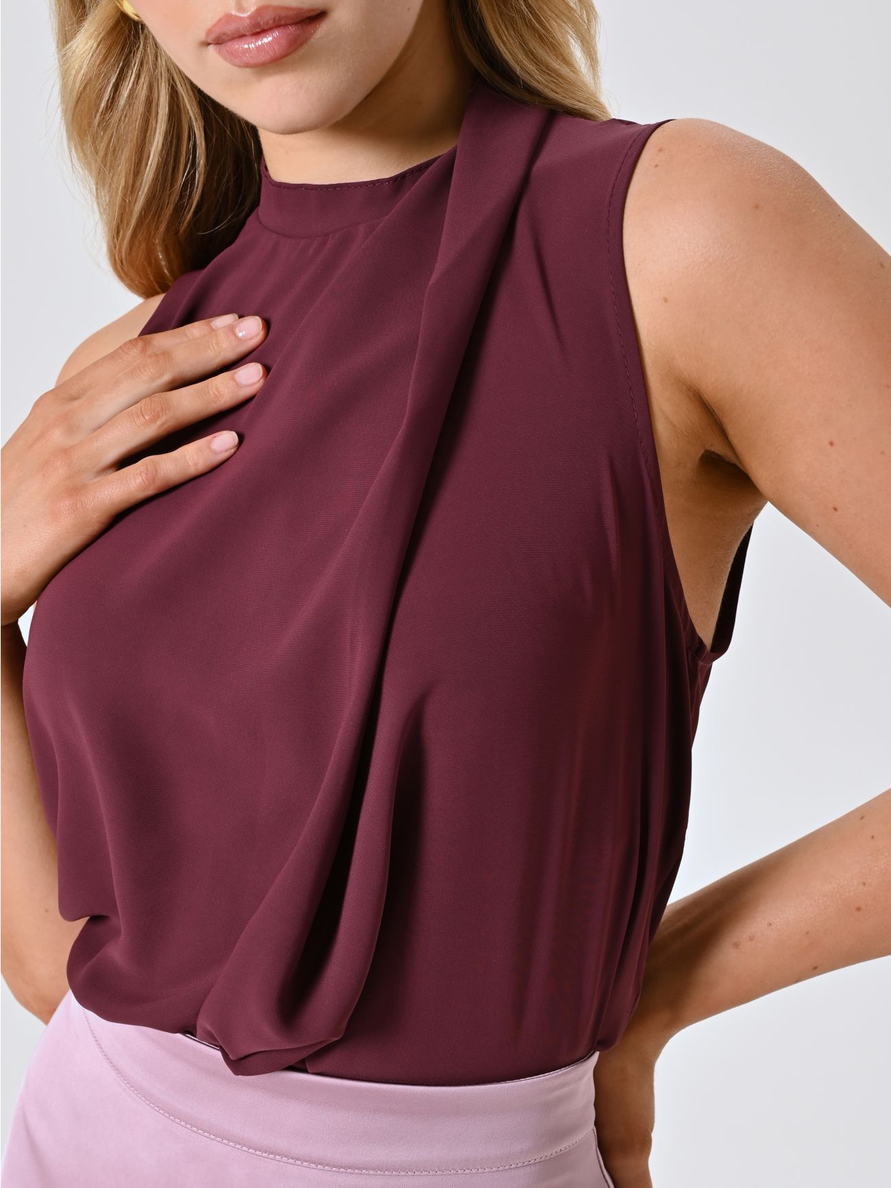 Top Bordeaux in Tessuto Fluido in_i5