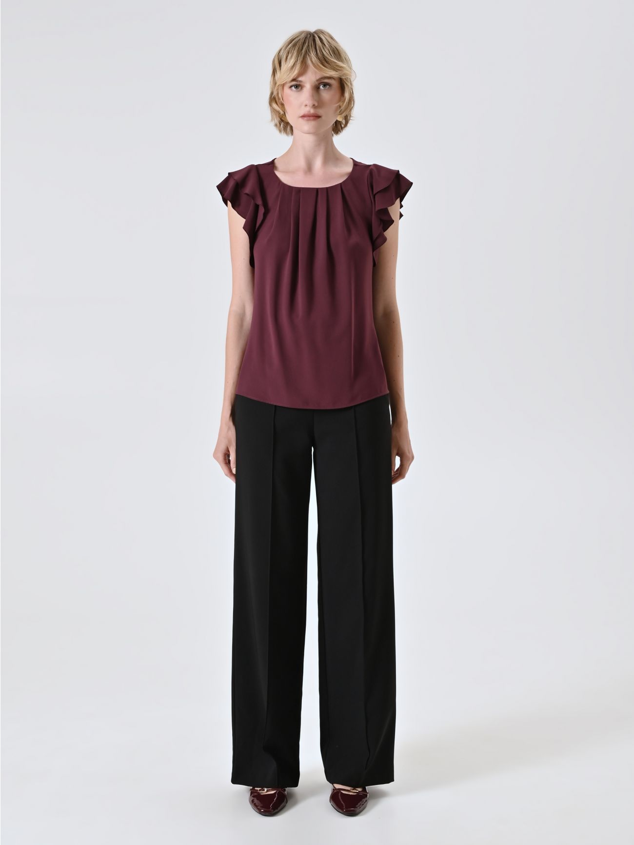 Top Bordeaux con Maniche ad Aletta det_1