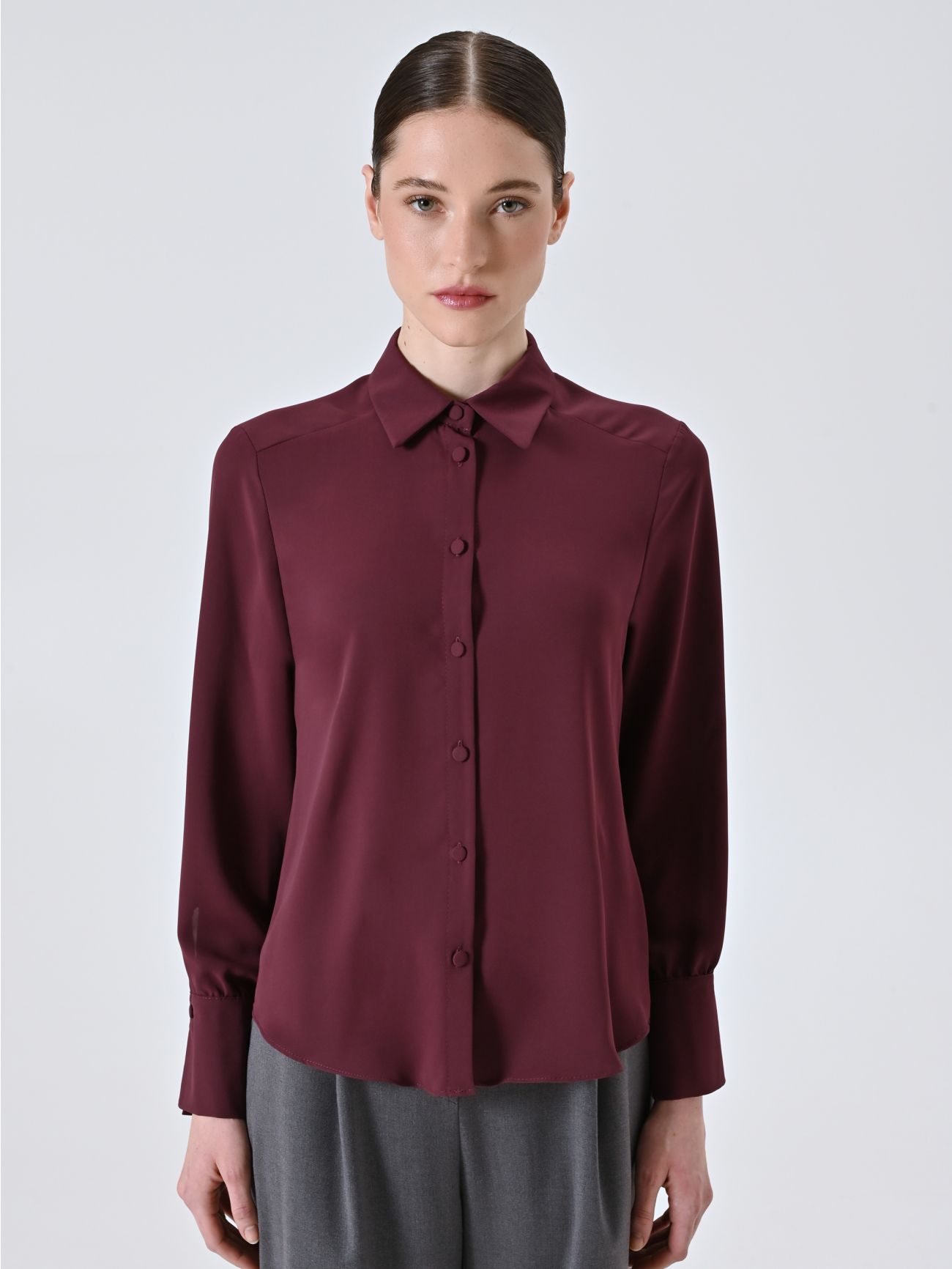 Burgundy Shirt with Covered Buttons det_2