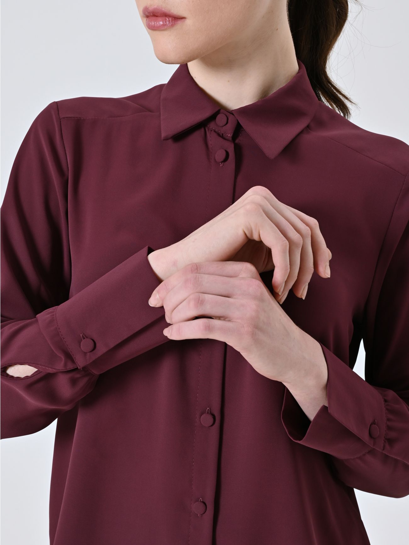 Burgundy Shirt with Covered Buttons in_i5
